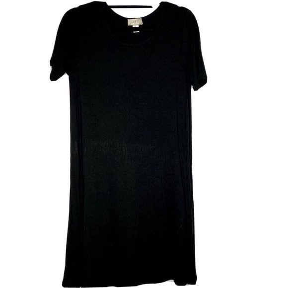 Loft Factory Size S Black Short Sleeve Pull On T-shirt Style Tunic Dress - Picture 1 of 8